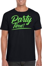 Bellatio Decorations Verkleed T-shirt voor heren - party time - zwart - groen glitter - carnaval XXL