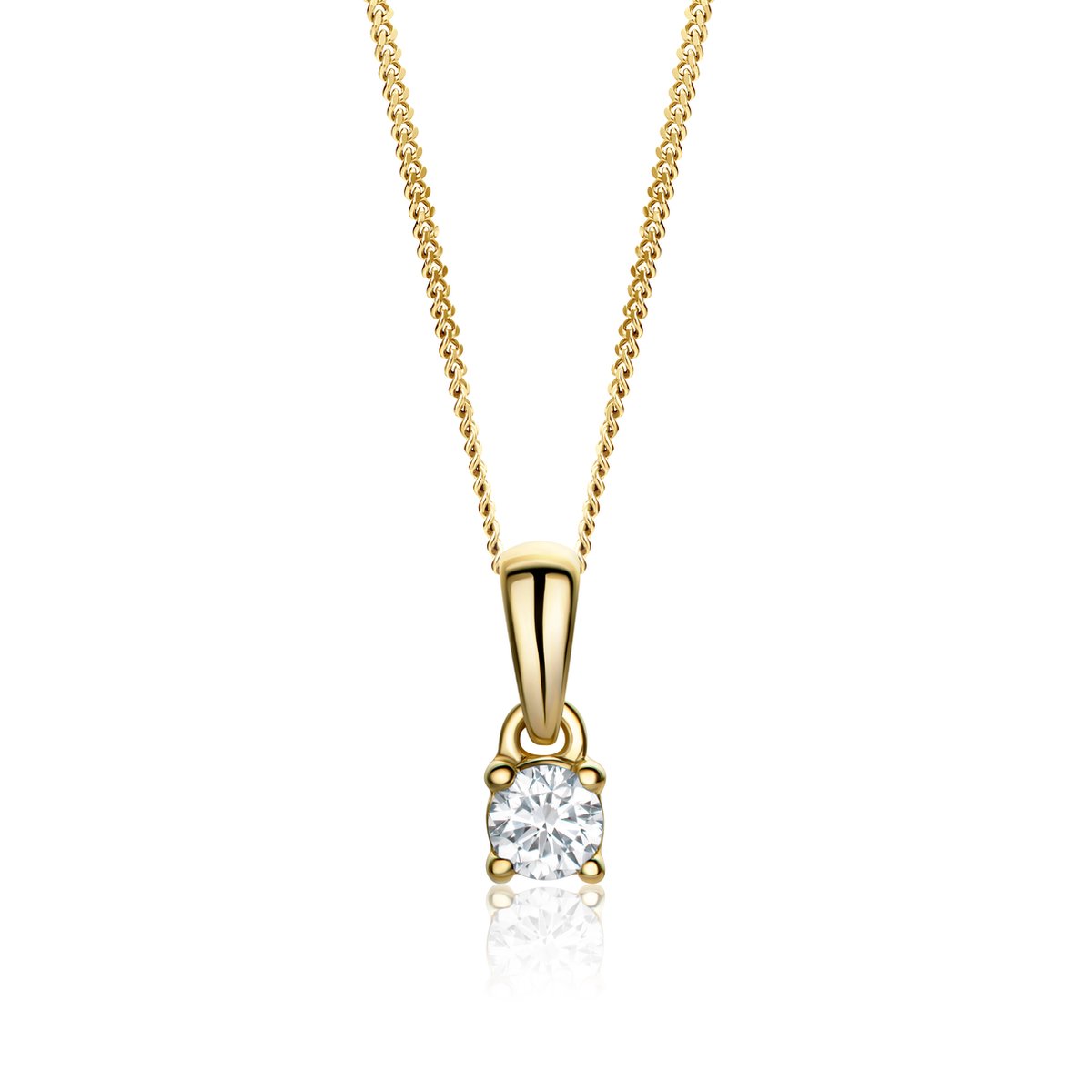 Miore Pure Collier Ketting Dames - 14 Karaat Goud - Met Diamanten - Met Hanger - 45 cm