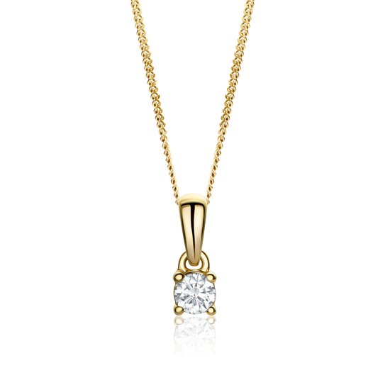 Miore® - Gouden ketting met Diamant - Dames - 14 Karaat Goud - Geelgoud - Halsketting - 45 cm - 0.11 Karaat - Created Diamond - Handgemaakte Hoogwaardige Sieraden