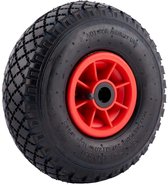Bolderkarwiel Steekwagenwiel met luchtband 3.00-4 | Asgatdiameter 20mm rollager | Hoogte wiel 26cm