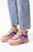 Sacha - Dames - Roze leren platform sneakers met multicolor details - Maat 39