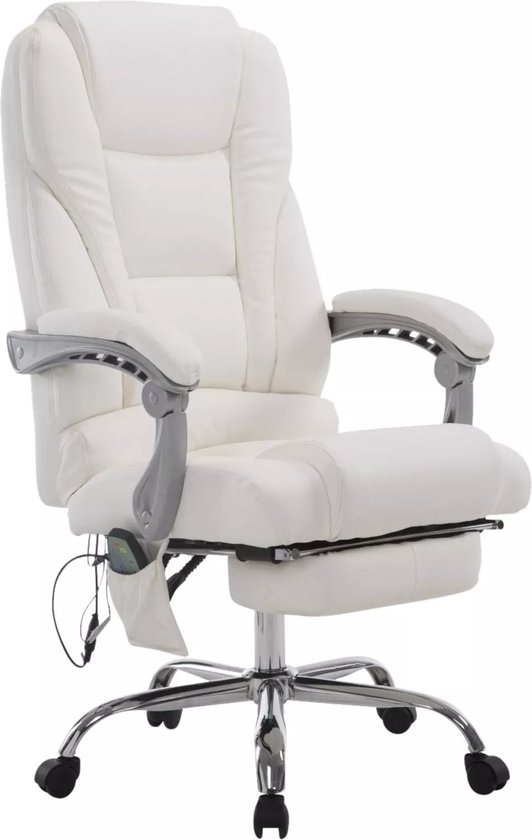 In And OutdoorMatch Bureaustoel Zico - Massagefunctie - Wit - Kunstleer - Ergonomische bureaustoel - Op wielen - Voor volwassenen - In hoogte verstelbaar