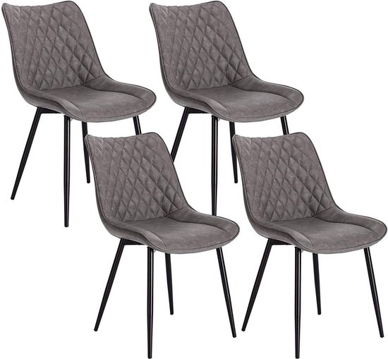 Rootz Set van 4 eetkamerstoelen - keukenstoelen - moderne zitting - duurzaam metalen frame - ergonomisch comfort - eenvoudige montage - zitting 46 x 40,5 cm