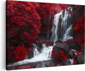 Artaza Canvas Schilderij Waterval in een Rood Bos - 60x40 - Wanddecoratie - Foto Op Canvas - Canvas Print