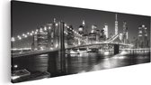 Artaza Tableau sur Toile Zwart Wit du Bridge de Brooklyn la Nuit - 120x40 - Décoration murale - Photo sur Toile - Impression sur Toile