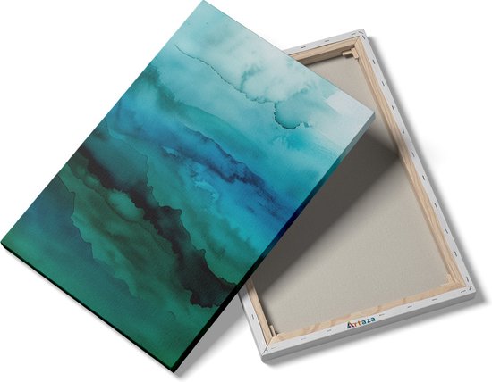 Artaza Canvas Schilderij Blauwe en Groene Zee - 40x60 cm - Wanddecoratie Woonkamer - Schilderijen - Muurdecoratie