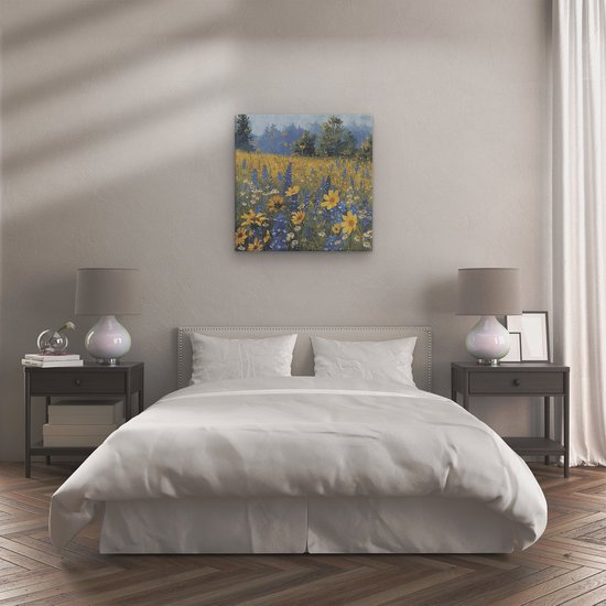 Artaza Peinture sur toile Fleurs sauvages dans un champ – 80 x 80 – Groot – Photo sur toile – Impression sur toile
