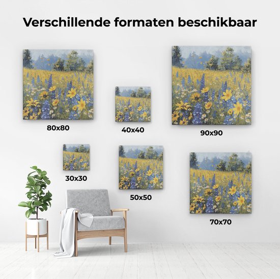 Artaza Peinture sur toile Fleurs sauvages dans un champ – 80 x 80 – Groot – Photo sur toile – Impression sur toile