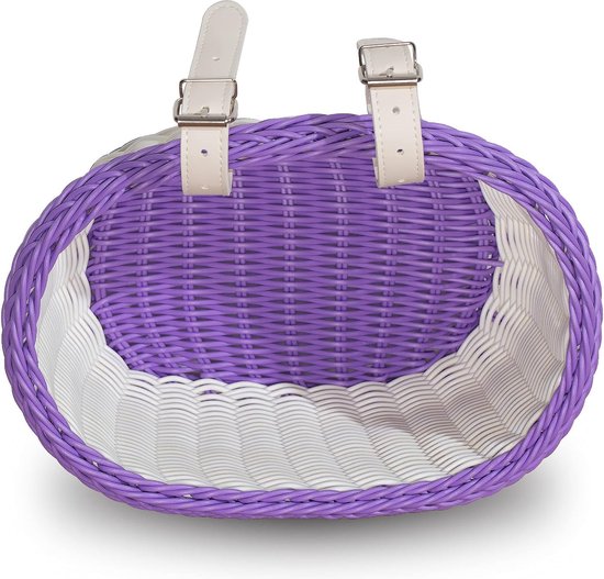 Panier Vélo Enfant Filles 12-18 Pouces – Rangement Guidon Avant, Imitation Osier, Imperméable, Accessoire Pratique