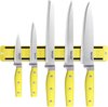 Couteau à cadre magnétique (33 cm) avec ensemble de couteaux tranchants de 5 pièces, ensemble de couteaux de cuisine en acier inoxydable, ensemble de couteaux professionnels en acier inoxydable pour chefs (jaune)