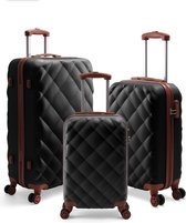 Ensemble de valises Senella Luxe - Ensemble de valises 3 pièces - Valise de voyage à roulettes - Ensemble de valises ABS - Ensemble de valises rigides - Serrure TSA - Design de Luxe - Zwart