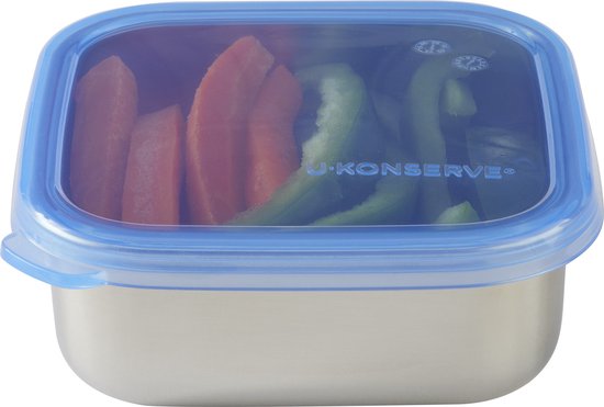 U-Konserve - récipient alimentaire carré en acier inoxydable avec couvercle en silicone - petit 450ml - bleu cosmique