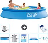 Intex Rond Opblaasbaar Easy Set Zwembad - 305 x 61 cm - Blauw - Inclusief Afdekzeil - Zwembadfilterpomp - Filter - Grondzeil - Schoonmaakset - Zoutwatersysteem - Zwembadzout