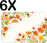 BWK Luxe Placemat - Getekende Lente Bloemen Achtergrond - Set van 6 Placemats - 45x30 cm - 2 mm dik Vinyl - Anti Slip - Afneembaar