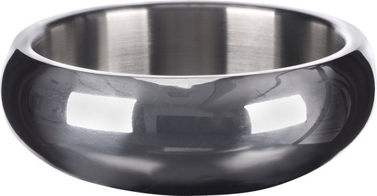 Voerbak hond – drinkbak hond – eetbak hond inox – dubbelwandige RVS kom met antislip – Ø15,5 cm – 790ml – Flamingo eet- en drinkpot Muna Rond Zilver