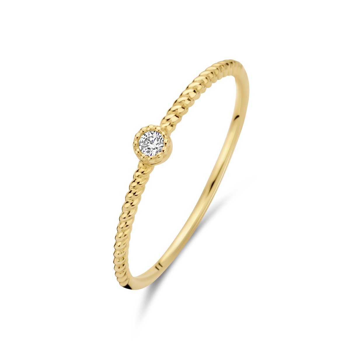 New Bling 9NBG-0663-54 Gouden Ring met Zirkonia - Dames - Solitair - Maat 54 - 3mm - 1,2mm Breed - 14 Karaat - Goud