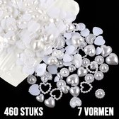 Allernieuwste.nl® ca 460 pièces perles d'imitation en 7 styles - perles d'artisanat créatif pour scrapbooking Vêtements Tassen Ongles téléphones ongles & body Art - blanc 460 PCS