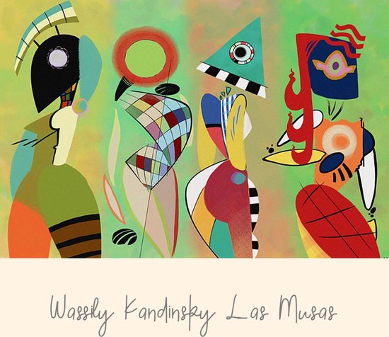 Allernieuwste.nl® Canvas Schilderij Wassily Kandinsky Las Musas XL - Meesterwerk Modern Abstract - Poster - 70 x 100 cm - Kleur