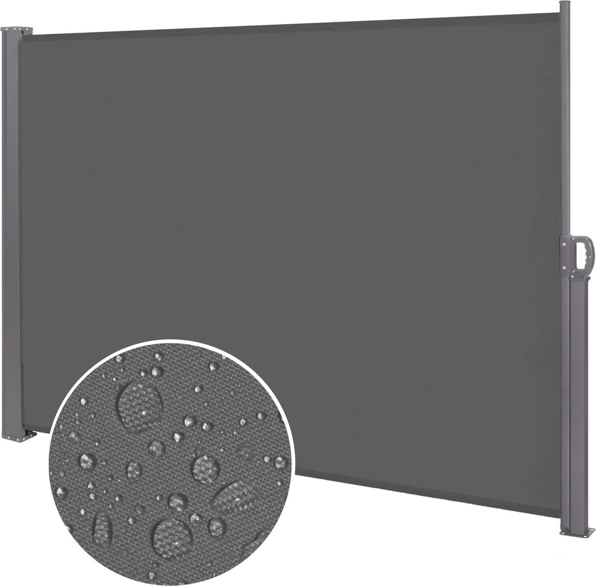 Springos Windscherm - Tuinscherm - Oprolbaar - Waterbestendig - Staal - Aluminium - Lichtgrijs - 350 X 180 CM