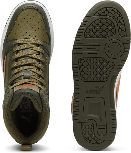 PUMA Puma Rebound V6 Mid WTR Jr Baskets pour femmes unisexes - Olive foncé-Sirop d'érable - PUMA Olive - Taille 38
