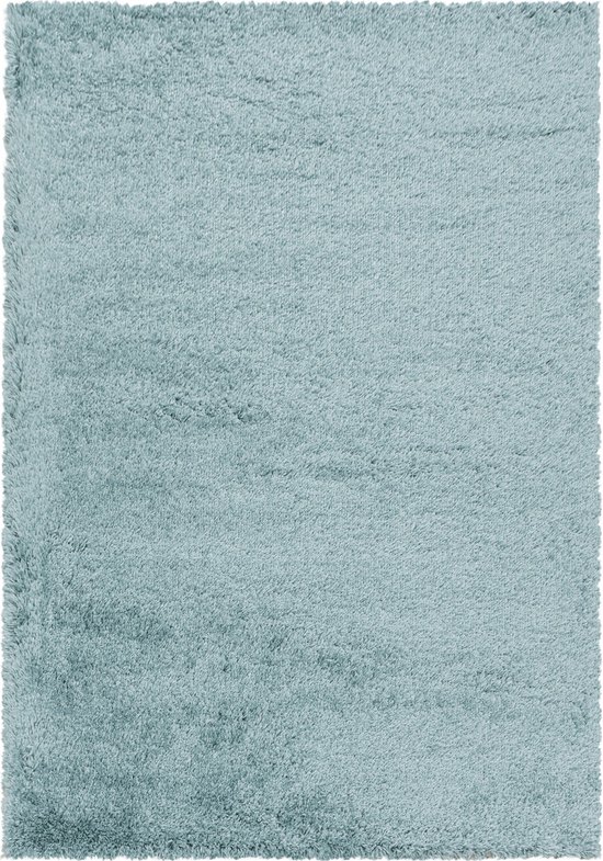 Pochon - Tapijt Fluffy - Blauw - 370x280x3 - Vloerkleed - Effen - Hoogpolige Vloerkleed - Rechthoekige Tapijt - Rechthoekige Vloerkleed