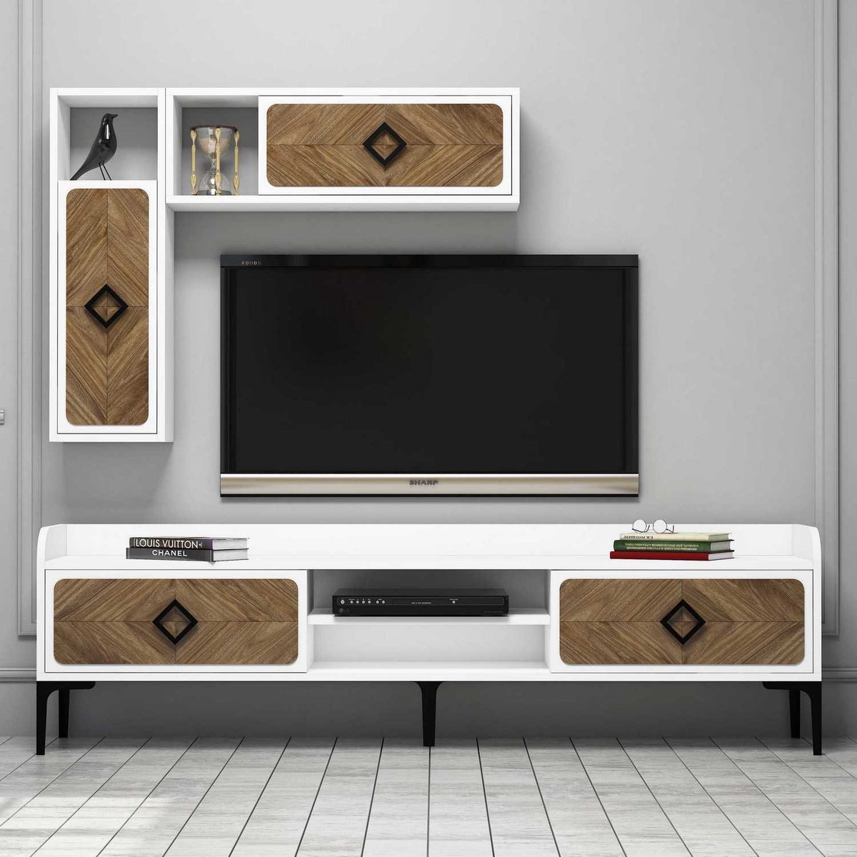 Emob Woody Fashion TV-meubel 100% Gemelamineerd 180x52x35 cm Notenwit