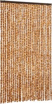 vidaXL - Vliegengordijn - 118x220 - cm - chenille - okerkleurig - en - wit