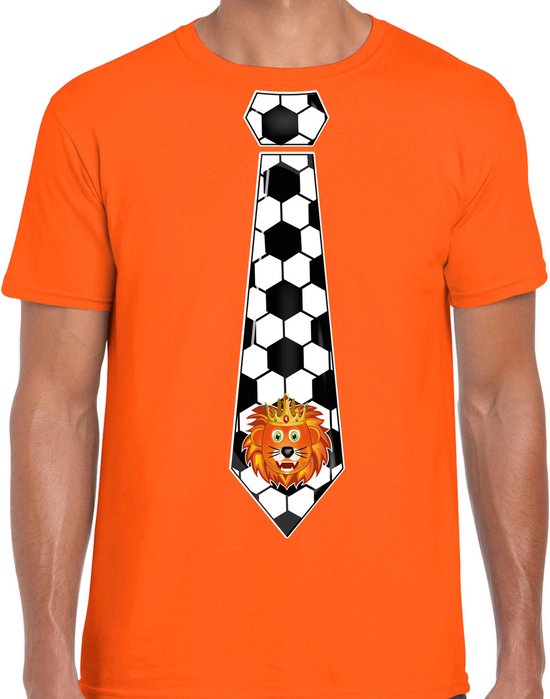 Bellatio Decorations Verkleed shirt heren - voetbal stropdas - oranje - EK/WK voetbal supporter L