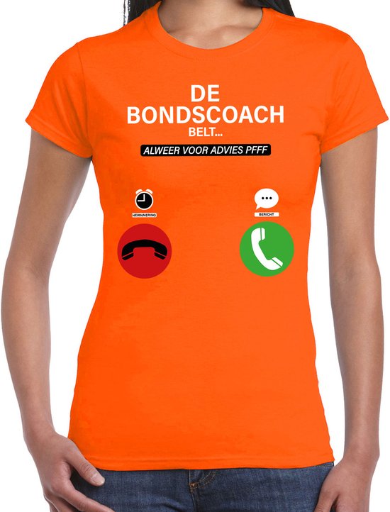 Bellatio Decorations Verkleed shirt voor dames - bondscoach belt - oranje - EK/WK voetbal supporter XXL