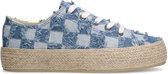 Sacha - Dames - Denim sneakers met checkerprint - Maat 38