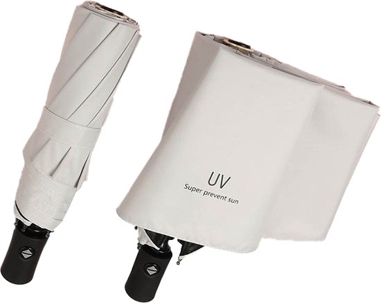 UV Paraplu - Paraplu en Parasol in één - Opvouwbaar - met UV bescherming - Mini Zonneparaplu - Hand Parasol - Kleur Creme Wit / Beige