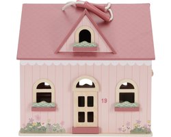 foto van Little Dutch Draagbaar Houten Poppenhuis FSC