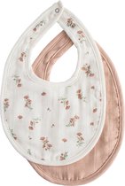 Mushie Slabbetje Muslin Bib (set van 2) - Blush Pink Floral