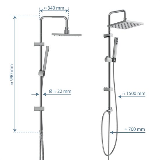 KISRAIS Système de douche avec pomme de douche à pluie ronde 3 fonctions et douchette à main