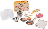 Eurekakids Chef Set - Valise élégante avec ustensiles de cuisine, toque et Nourriture en Feutre - 26 pièces