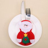 Allernieuwste® 6 stuks Kerstman Bestekhouders Kerstdiner Tafeldecoratie Kerst - 6x Bestek houder voor Kerstdagen - 14 x 10 cm Rood Wit