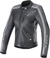 Alpinestars Stella Dyno Leather Jacket Black Tar Gray Dark Gray L - Maat - Jas