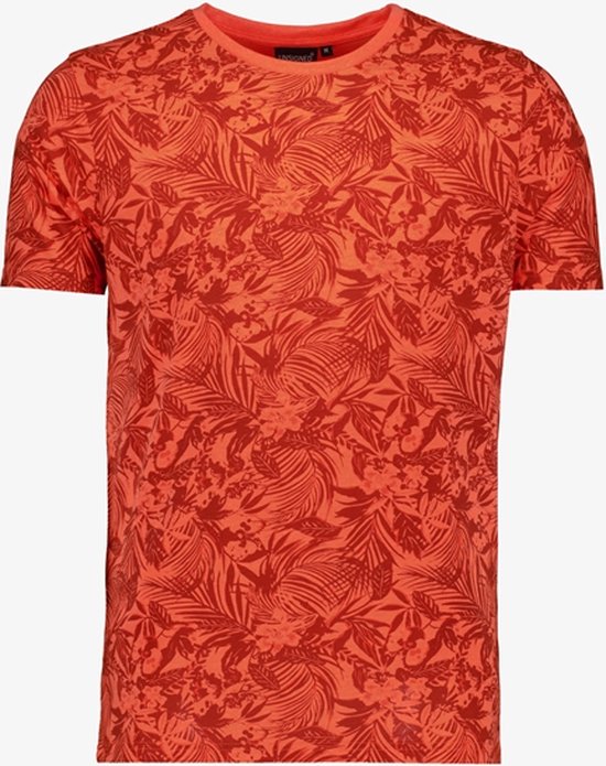 Unsigned heren T-shirt met bloemenprint oranje - Maat L