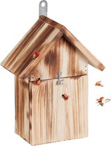 Relaxdays lieveheersbeestjeshotel - nestkastje insecten - 4 ingangssleuven - dennenhout