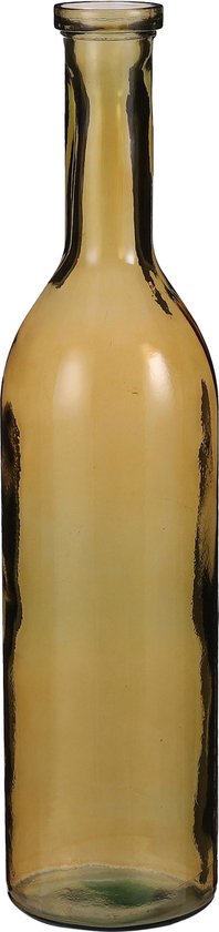 Mica Decorations Rioja Fles Vaas - 50 x 15 cm - Gerecycled Glas - Oker