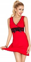 Dkaren Kamila zachte viscose chemise met kant - rood S