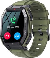WizBay Premium Select™ Sport Smartwatch 1.85inch HD TFT - Bluetooth Call - AI Voice Assist - Magnetic Laden - Dynamic Hart Monitor - O2 en Bloeddrukmeter - Multiple 100+ Sport Modi - Slaap Monitor - Message - Allu Mat Zwart Case - TPU Groene Band