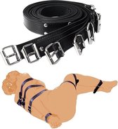 S&D - Bondage / Fixering riemen - 7 stuks en 7 maten - Kunstleer - Zwart - BDSM