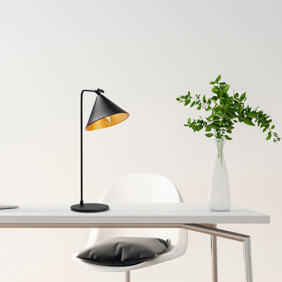 Konika Tafellamp | METALEN BEHUIZING | Zwart, Antiek - Emob - Tafellampen - Zwart - Metaal