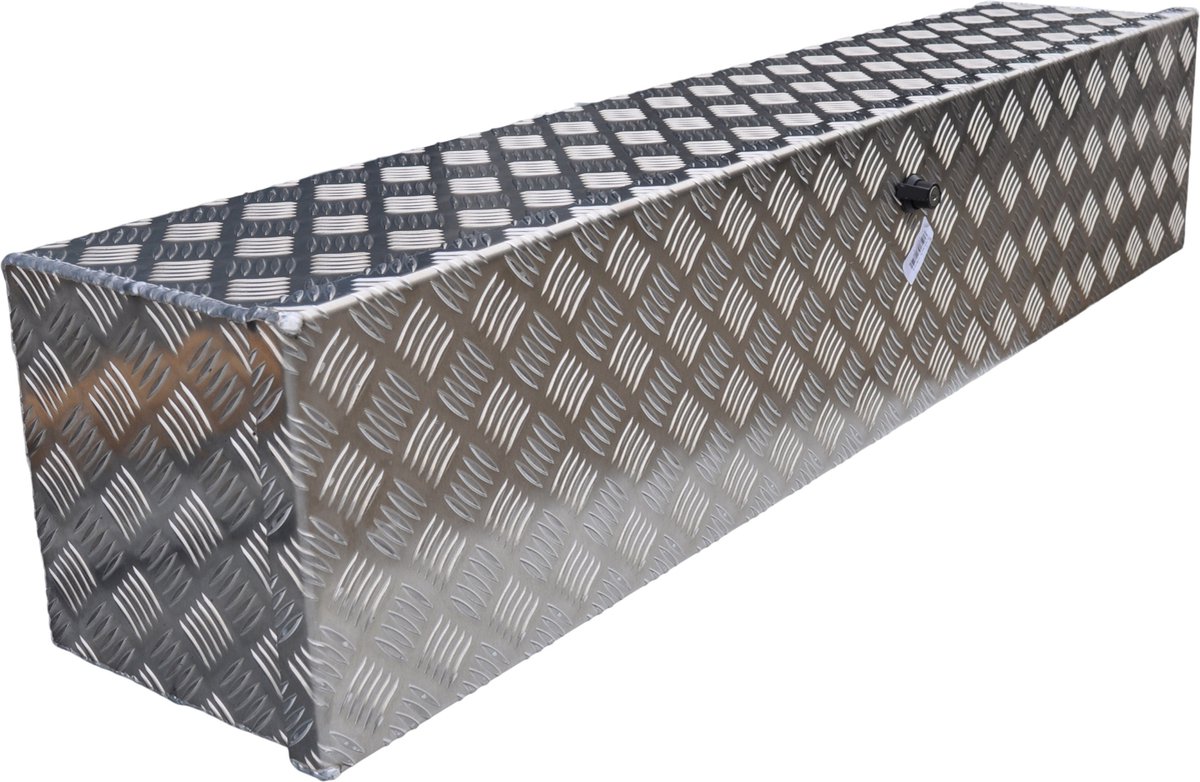DE HAAN BOX OL - 1250x250x250 mm - waterdichte en stofdichte aluminium traanplaat disselbak - voorzien van vlinderslot of t-sluiting
