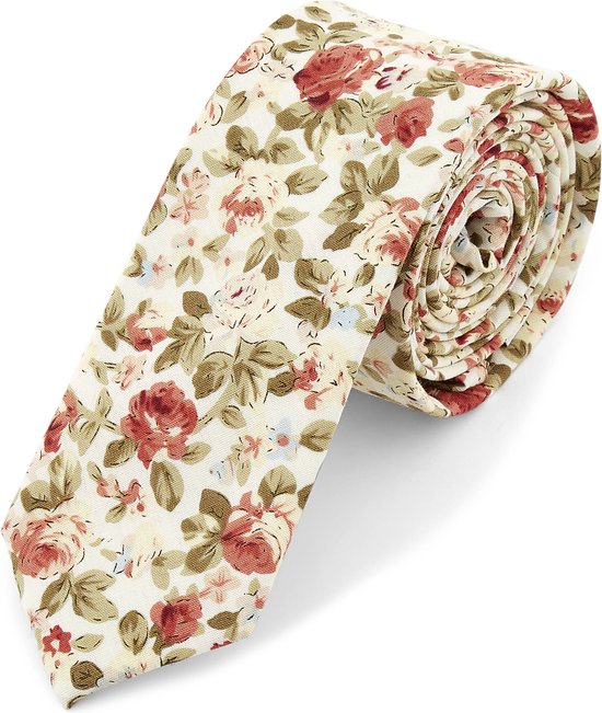 Cravate crème à motif floral