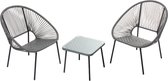 Concept-U - Set van 2 fauteuils + salontafel donkergrijs ACAPULCO