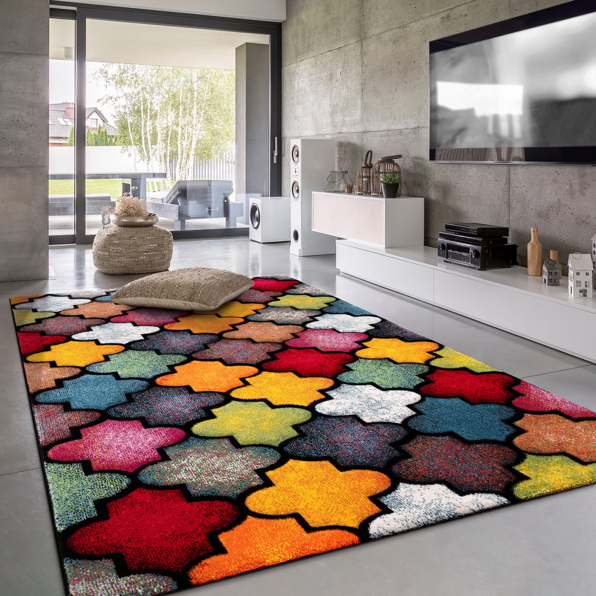 Paco Home Vloerkleed Woonkamer Laagpolig Modern Patroon Geometrisch 3D 80x300 cm