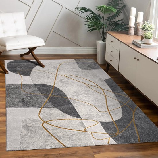Paco Home Design-Vloerkleed Met Contoursnede Ruitmotief Groen Zwart, Maat:60x110 cm