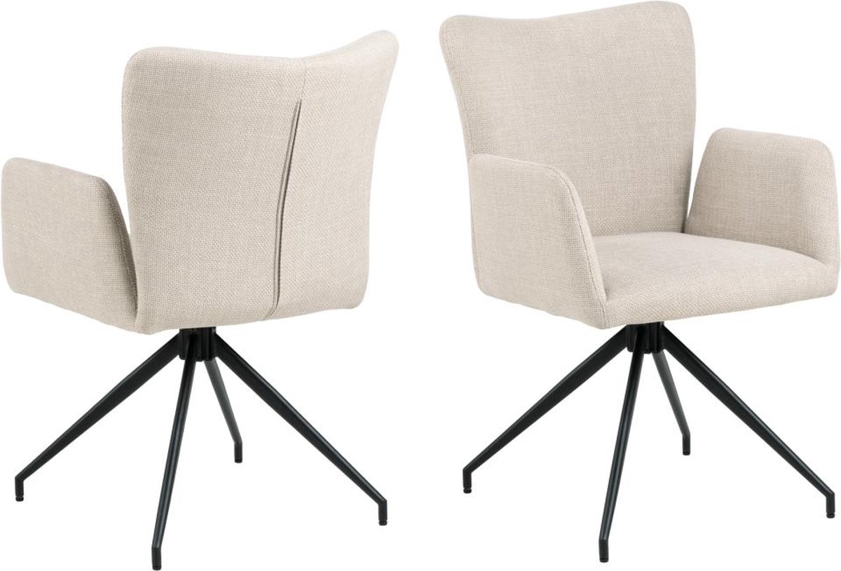 Eetkamerstoel Erwin Met Armleuning Basel Beige - Giga Living